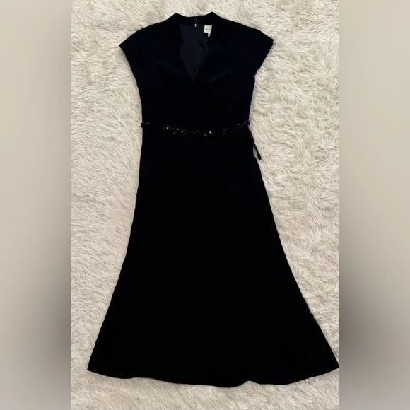 NEW Sachin & Babi Black Marian Sequin belted cap sleeve Midi Dress SZ 0 $ 495